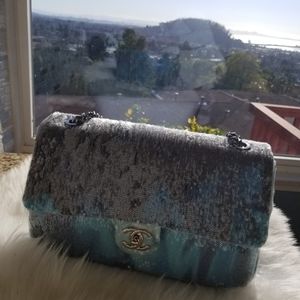 Waterfall CC Flap Bag Sequins  Jumbo Ocean Blue Chanel 💙